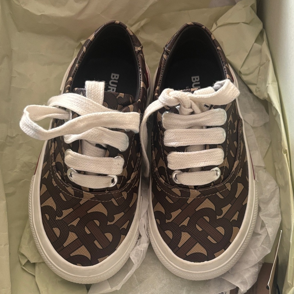 Burberry Kids Monogram Brown and White Sneakers